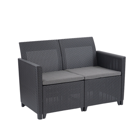 Produse temporar indisponibile - Curver Claire 2 locuri artificial rattan gradina canapea grafit