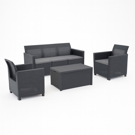 Set mobilier grădină - Curver Claire IV set de mobilier de grădină cu 5 locuri și masă de depozitare Arica