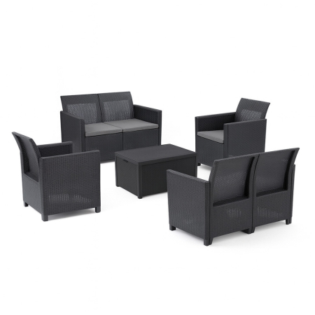 Set mobilier grădină - Curver Claire IV set de mobilier de grădină cu 6 locuri și masă de depozitare Arica