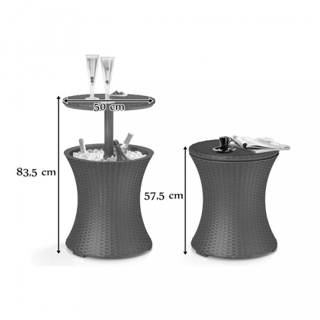 Curver Cool Bar Masă pentru băuturi de grădină din ratan, maro whisky [2]