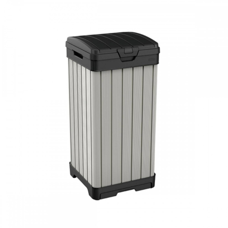 Produse temporar indisponibile - Curver Coș de gunoi exterior din plastic cu aspect de lemn Rockford, 125 l