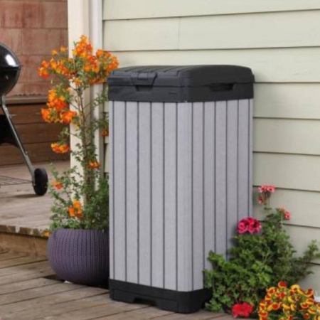 Curver Coș de gunoi exterior din plastic cu aspect de lemn Rockford, 125 l [2]