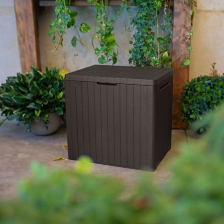 Curver Cutie de depozitare pentru grădină din plastic City, 113L, maro [1]