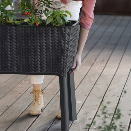 Curver Cutie de flori Splendor din plastic, 120 l, din răchită și ratan [3]