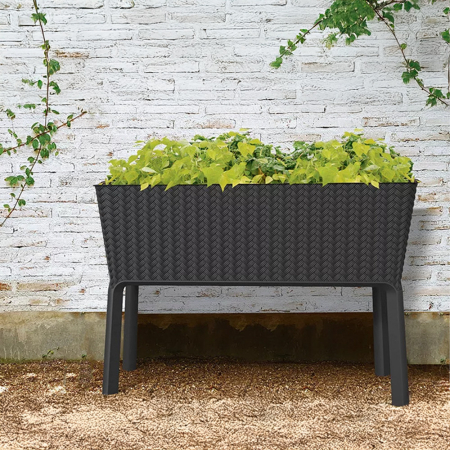 Curver Cutie de flori Splendor din plastic, 120 l, răchită, ratan, antracit [1]
