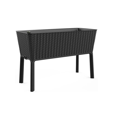 Ghiveci de flori, jardiniere - Curver Cutie de flori Splendor din plastic, 120 l, răchită, ratan, antracit