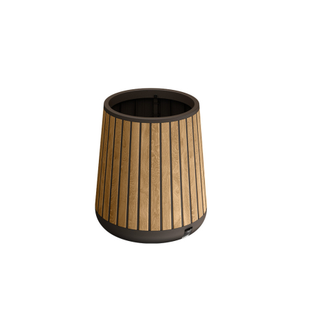 Ghiveci de flori, jardiniere - Curver Cutie decorativă cilindrică din plastic pentru flori, 81 L, nuc