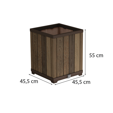 Curver Cutie decorativă pătrată din plastic cu relief, 74 L, nuc [2]