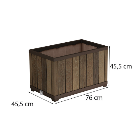 Curver Cutie decorativă pentru flori din plastic, în formă de cărămidă, 81 L, nuc [2]
