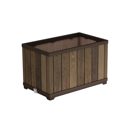 Ghiveci de flori, jardiniere - Curver Cutie decorativă pentru flori din plastic, în formă de cărămidă, 81 L, nuc
