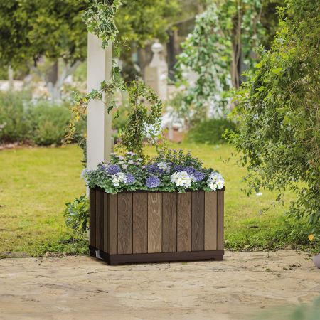 Curver Cutie decorativă pentru flori din plastic, în formă de cărămidă, 81 L, nuc [1]