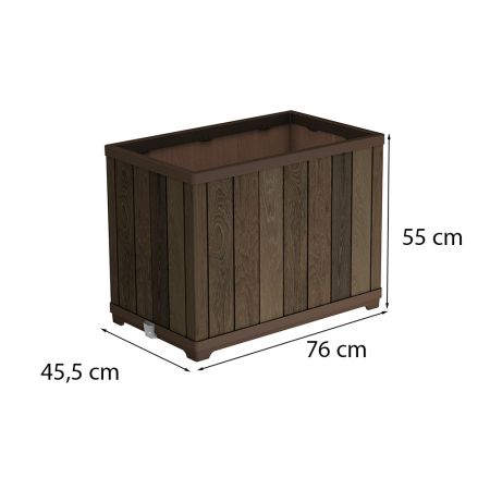 Curver Cutie decorativă pentru flori din plastic, în relief, în formă de cărămidă, 100 L, nuc [2]
