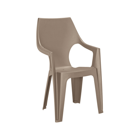 Produse temporar indisponibile - Curver Dante scaun de grădină din plastic cu spătar înalt și cotiere cappuccino