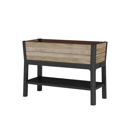 Grădină - Curver Deco înălțat ghiveci de grădină din plastic cu raft inferior 110l lemn de frasin