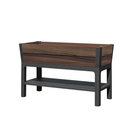 Ghiveci de flori, jardiniere - Curver Deco înălțat ghiveci de grădină din plastic cu raft inferior 110l nuc