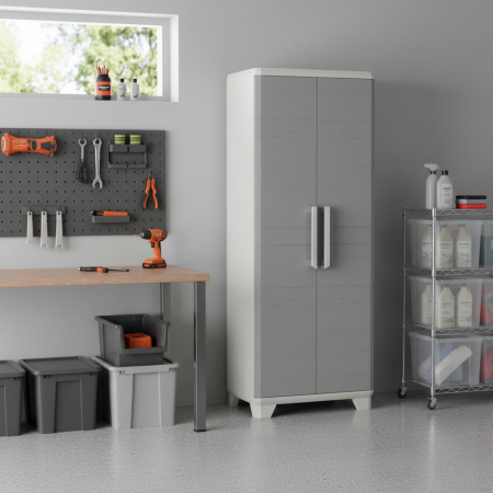 Curver Linear Wood dulap înalt din plastic bej-gri deschis [1]