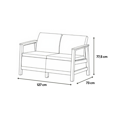 Curver Scandi linea 2 seater grădină canapea grafit-cool gri [2]