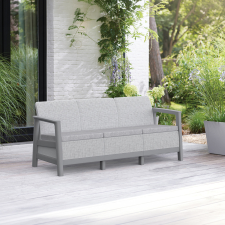 Curver Scandi linea 3 locuri grădină canapea cenușă gri-gri deschis [1]