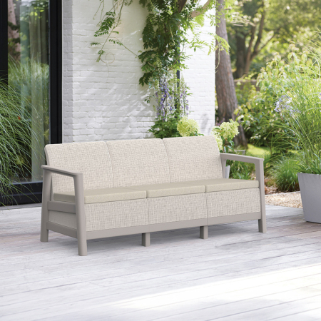 Curver Scandi linea 3 locuri grădină canapea pietriș gri-bej [1]