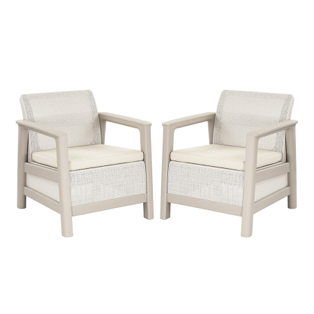 Fotoliu grădină - Curver Scandi linea duo fotoliu de grădină gri-bej pietriș