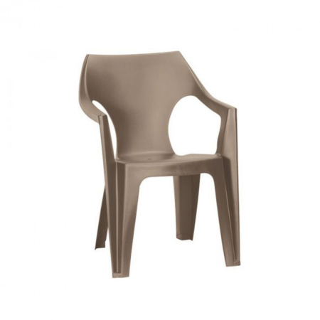 Mobilier grădină - Curver Scaun de grădină Dante din plastic cu spătar jos, cappuccino
