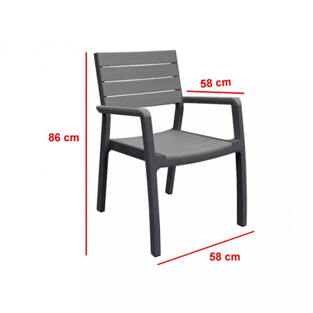 Curver Scaun de grădină Harmony din plastic cu cotiere în culoarea grafit [1]