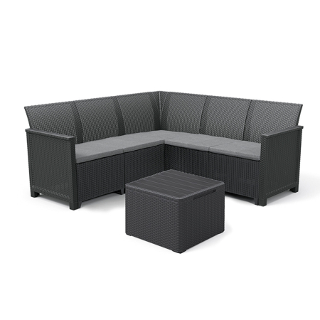 Produse temporar indisponibile - Curver Set de colț de grădină Elodie cu 5 locuri, masă și suport pentru perne