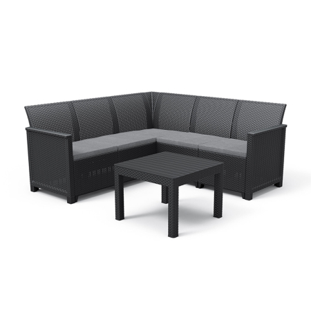 Produse temporar indisponibile - Curver Set de colț de grădină Elodie cu 5 locuri și masă Chicago