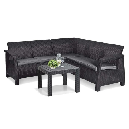 Produse temporar indisponibile - Curver Set de colț relaxant Corfu cu masă Rosario grafit