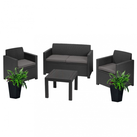 Produse temporar indisponibile - Curver Set de mobilier de grădină Alabama Flower Duo în culoarea grafit