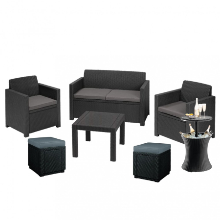 Produse temporar indisponibile - Curver Set de mobilier de grădină Alabama Party Family în culoarea grafit