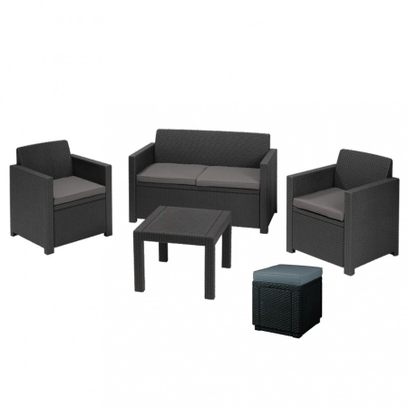 Produse temporar indisponibile - Curver Set de mobilier de grădină Alabamo, culoare grafit