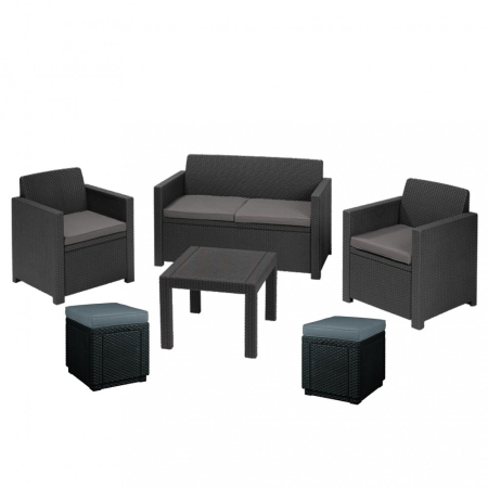 Produse temporar indisponibile - Curver Set de mobilier de grădină Alabamo Family în culoarea grafit