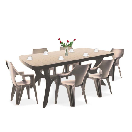 Produse temporar indisponibile - Curver Set de mobilier de grădină Balante 6+1 în culoarea cappuccino