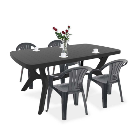 Produse temporar indisponibile - Curver Set de mobilier de grădină Balicia 4+1 în culoarea grafit