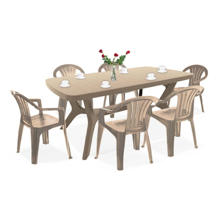 Produse temporar indisponibile - Curver Set de mobilier de grădină Balicia 6+1 în culoarea cappuccino