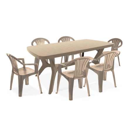 Curver Set de mobilier de grădină Balicia 6+1 în culoarea cappuccino [1]
