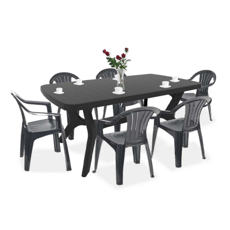 Produse temporar indisponibile - Curver Set de mobilier de grădină Balicia 6+1 în culoarea grafit