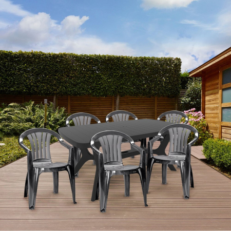 Curver Set de mobilier de grădină Balicia 6+1 în culoarea grafit [3]