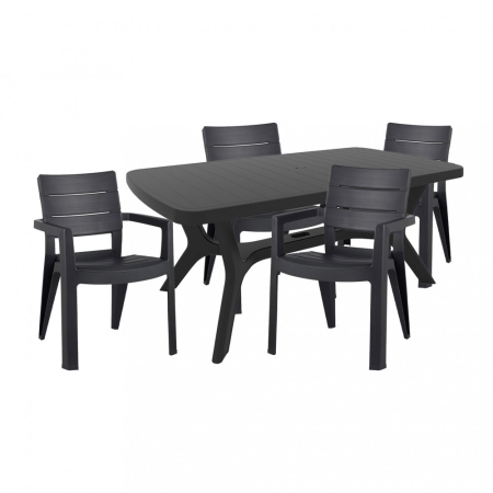 Produse temporar indisponibile - Curver Set de mobilier de grădină Baliza 4+1 în culoarea grafit