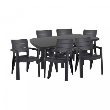 Produse temporar indisponibile - Curver Set de mobilier de grădină Baliza 6+1 în culoarea grafit