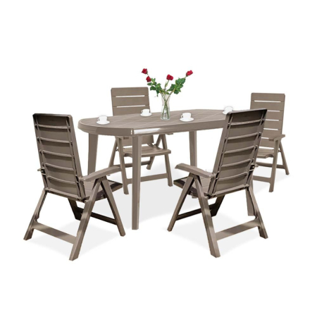 Produse temporar indisponibile - Curver Set de mobilier de grădină Brasilia 4+1 în culoarea cappuccino