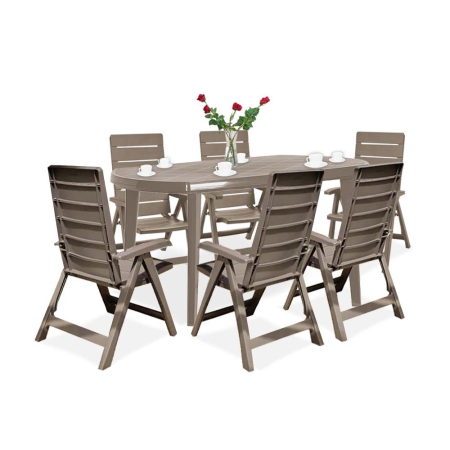 Produse temporar indisponibile - Curver Set de mobilier de grădină Brasilia 6+1 în culoarea cappuccino