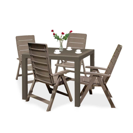Produse temporar indisponibile - Curver Set de mobilier de grădină Brasilia Quartet 4+1, culoare cappuccino
