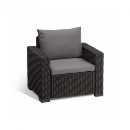 Curver Set de mobilier de grădină California cu 3 locuri, culoare grafit, cu perne gri deschis [2]
