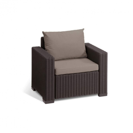Curver Set de mobilier de grădină California cu 3 locuri, maro cu perne taupe calde [2]
