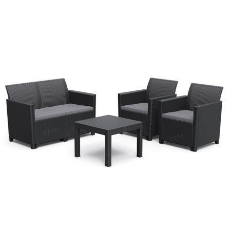 Produse temporar indisponibile - Curver Set de mobilier de grădină Claire cu 4 locuri și masă Orlando, grafit