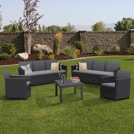 Curver Set de mobilier de grădină Claire II cu 8 locuri și masă Orlando, grafit [1]