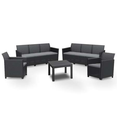Produse temporar indisponibile - Curver Set de mobilier de grădină Claire II cu 8 locuri și masă Orlando, grafit