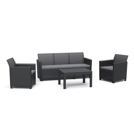 Produse temporar indisponibile - Curver Set de mobilier de grădină Claire III cu 5 locuri și masă Orlando, grafit
